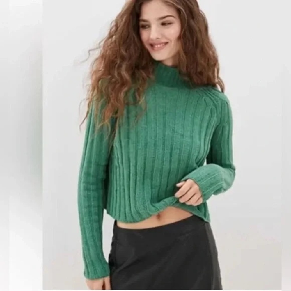 American Eagle Outfitters Teal Ribbed Turtleneck Sweater